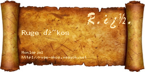 Ruge Ákos névjegykártya